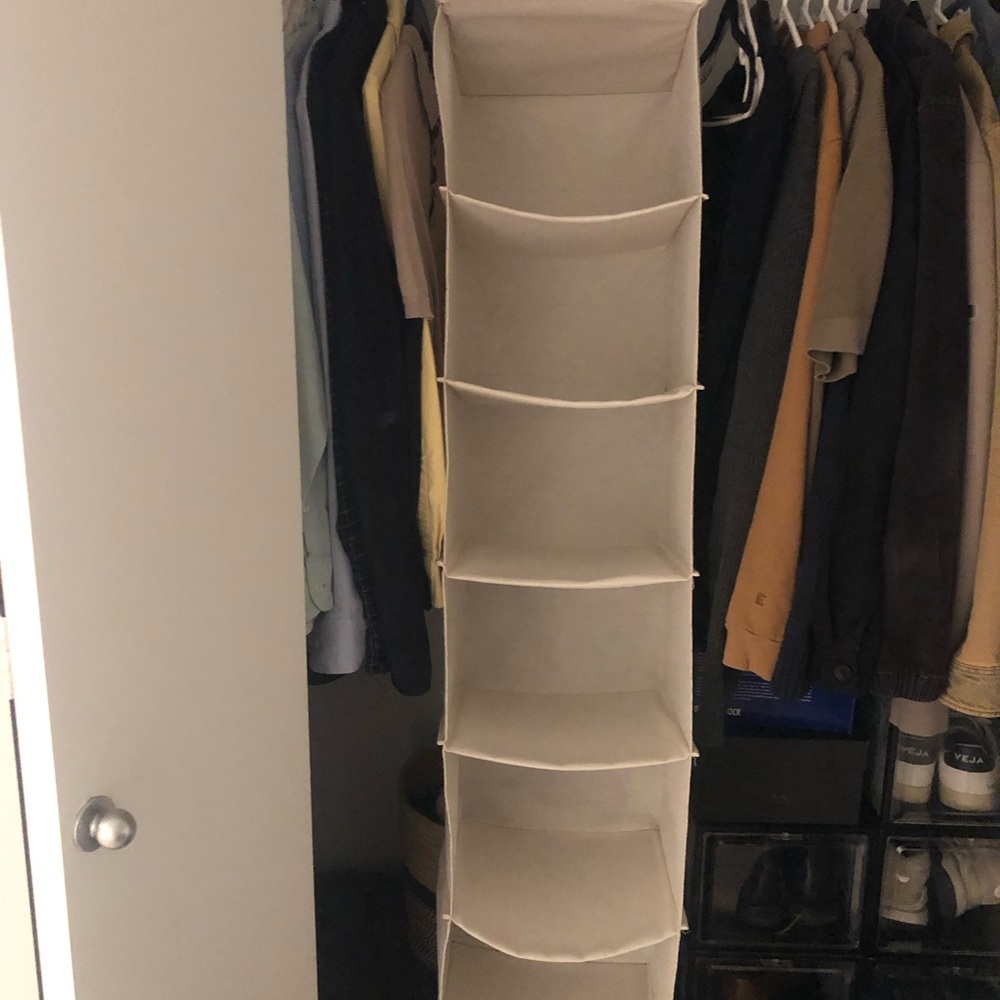 The Container Store - Cream, Metal Hanging 6-Shelf Closet Organizer, Collapsible